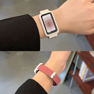 Huawei Band 8/9/10 Genuine Leather Sport Bracelet Womens Style NFC Version Replacement Accessory for Smart Watches