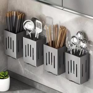 1/2PC Household Wall Mounted Drain Toothbrush Holder Cosmetics Storage Box No Installation Chopstick Holder Pen Holder Multifunc