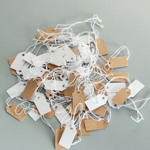 100pcs/lot Jewelry String Cord Price Tags Rectangle White Blank Labels For Jewelry Display Card Packaging Label Hang Paper Tag