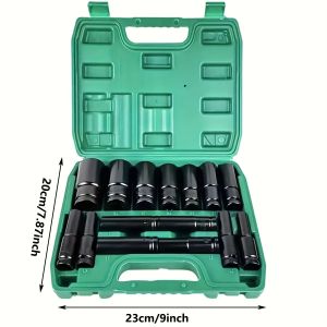 NiuXiang | 15 Pieces of 1/2 Inch Hex Impact Wrench Sockets Metric Size (8-32mm) Black Heavy-duty Socket Set for Automotive Repair