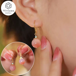 Viviann Original Onyx Drop Earrings Pink Drop Earrings Vintage New Antique Hetian Jade Earrings High-End Wholesale Gold-Plated Tassel Retro Drop Earrings Ear Jewelry Hot