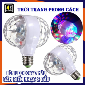 Đèn Led Xoay 7 Màu Nháy Chớp Theo Nhạc 2 Đầu (KHÔNG KÈM ĐUI) - Đèn Trang Trí Cảm Biến Nhạc Xoay 360 Độ - Đèn Vũ Trường Xoay 360 Độ Hiệu Ứng Nháy Chớp Theo Nhạc Dành Cho Dân Bay