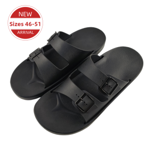 Large Size Mens Sandals Wide Version Thick Bottom Beach Slippers Adjustable Buckle Slip-On Summer Flats Comfortable EVA