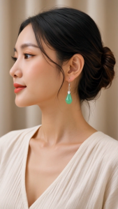 [SG] Jade Blossom Drop Earrings | 925   Hooks | Lightweight Jade-Inspired Green Dangle Earrings | Elegant Minimalist Jewellery - ear me out (EMO-75)
