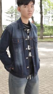 Áo khoác jean nam cao cấp may kỹ chất denim Xưởng Jean Vương Nam VNO150