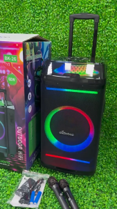 New High Power Outdoor Square Dance Karaoke Speaker with Dual Microphone Configuration + Colorful Lights Singing Trendy New Melodies