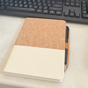 Office School Supplies Cork Grain PU Splicing Notebook Elastic Band Cloth Grain Notepad Business Office Notebook Set Christmas Gift