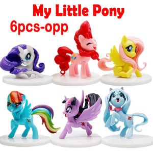 Bandai | 6Pcs/Set My Little Poni Action Figures Toy Cartoon Anime Twilight Sparkle Model Doll Room Decoration Birthday Gift for friend