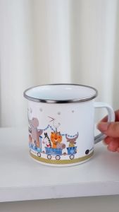 Papemelroti Kinder Animals Enamel Mug | Personalized Mug | Personalized Gift | Kitchen and Dining | Gift for Kid |s450 ml