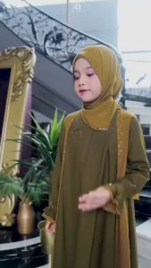 Selaras Kids Baju Gamis Muslim Set Hijab Trend Lebaran Anak Perempuan Terbaru 2025 Viral Kekinian