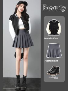 ZITENGFEI | Slimming A-Line Skirt with Drape Grey