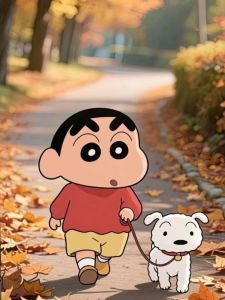 Bandai | Anime Crayon Shinchan Đi Dạo Với Chó Tranh Sơn Dầu Bằng Số Bộ Không Khung Phòng Khách Phòng Ngủ Trang Trí Nhà Món Quà Hoàn Hảo