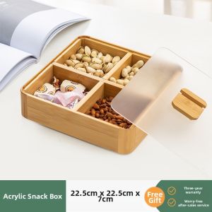 MANHAOSHI | Bamboo Storage Box Double Layer Divided Lid