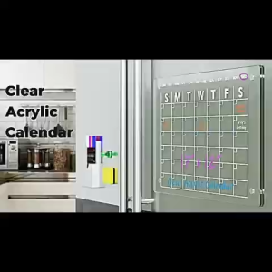 Acrylic Magnetic Fridge Calendar Board Weekly Monthly Planner Whiteboard FREE Marker Pen Eraser Set Easy to erase and write