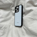 001 | Delicate Blue Plaid Silicone Phone Case for iPhone 11-17 Series. 