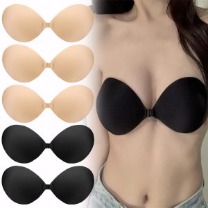 Women Push Up Bras Self Adhesive Silicone Strapless Invisible Bra Reusable Sticky Breast Lift Tape Rabbit Nipple Cover Bra Pads