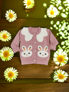 Princess Style Thickened round Neck Knitted Sweater Coat for Baby Girls Cartoon Pattern Long Sleeve Comfortable Fit Kids Clothes