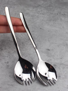 1pcs/2pcs Stainless Steel Salad Forks 304 Stainless Steel SporkFork Reusable Fruit Appetizer Dessert Forks for Household Use