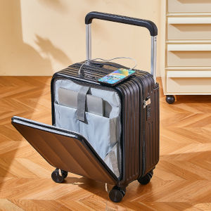 New Fashionable Student Travel Suitcase Womens Multi-Function Rechargeable Wide Pull Rod Luggage 18 Inch Boarding Box