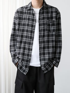 Japanese Style Workwear Plaid Shirt Mens Spring Autumn Trendy Brand Versatile Loose Long Sleeve Jacket Heavyweight Retro Casual Shirt