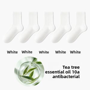 B&C.Room | Mens Summer Thin Pure Cotton Mid-Calf Essential Oil Anti-Odor Breathable Socks White Black Antibacterial Long Socks