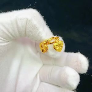 Hikaw for Kids Girls Original 18K Saudi Gold Pawnable Earrings Lucky Clover Jewelry for Daughters Christmas Gift