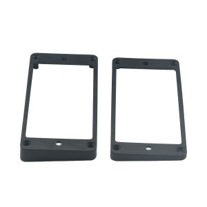 FLEOR 2pcs Plastic Curved Humbucker Pickup Mounting Rings Neck & Bridge Pickup Frames Set Black/Yellow for LP Style Guitar