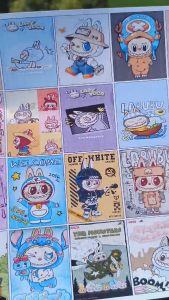 Stiker Labubu Viral Stiker Lucu Labubu Glossy A4 Isi 28 pcs Terbaru
