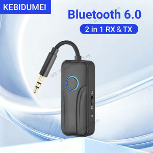Kebidumei | KEBIDUMEI Bluetooth 6.0 Wireless Audio Adapter  2 IN 1 Receiver Transmitter HiFi Stereo Music 3.5MM Mic For Car Airplane TV PC