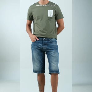 Bombboogie Celana Jeans Pendek Pria K01 Series Medium Blue 41K01B3ML