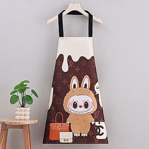 【ส่งจากกทม|พร้อมสต็อก】 ผ้ากันเปื้อนเชือกแขวนคอ ผ้ากันเปื้อนกระเป๋าคู่ ผ้ากันเปื้อนผู้หญิง ผ้ากันเปื้อนสลิง ผ้ากันเปื้อนลายการ์ตูน วัสดุกันน้ำ