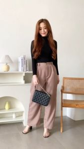 Yora Pants | High Waisted Loose Formal Pants | Celana Panjang Kain Kerja Kantor Wanita Anti Kusut | GINNY