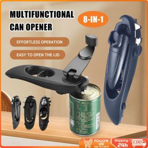 Manual Can Opener Stainless Steel Heavy Duty Smooth Cut Safety Grip Handle Multi Function Kitchen Tool
