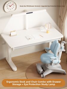 SAMEDREAM | Adjustable Solid Wood Children Study Desk Set