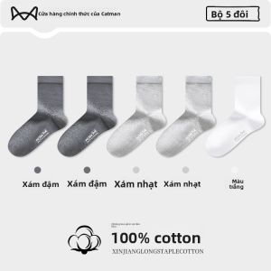 Tất nam  MiiOW bằng cotton kháng khuẩn công nghệ 7a màu trơn thấm hút mồ hôi