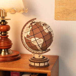 ROBOTIME 3D Wooden Puzzles Globe Wooden Model Kits to Build Home Decor Creative Gifts for Adults Kids