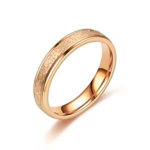 Trendy Rings Stanless Steel Luxury Fashion Titanium Rose Gold Color Frosted Ring Exquisite Women Men Jewelry Wedding Gift Hot