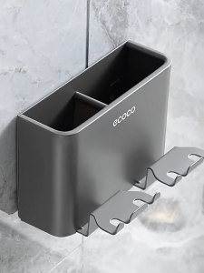 Ecoco Aluminum Toothbrush Holder Organizer Toothpaste Dispenser with 1/2/3/4 Cups Drill-free Rustproof