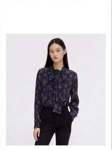 Designer Early Autumn Silk Print Blouse with Sash