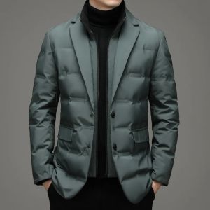 High Quality Mens Handsome down Jacket with Scarf Collar M-6XL Big Plus Size for Middle-Aged Dad Fashionable Outerwear