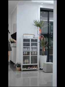 ชั้นวางรองเท้า ตู้รองเท้า กันฝุ่น ประตูแม่เหล็ก กันน้ำกันแดด ทำโดยไม้ไผ่ธรรมชา ทนทาน ประหยัดพื้นที่ รับน้ำหนักได้เยอะ Shoe cabinet