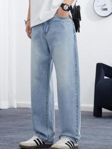 2025 Spring/Summer Korean Style Straight Leg Lyocell Jeans Mens Fashion Versatile Loose Thin Pants Mens Washed Retro ﻿