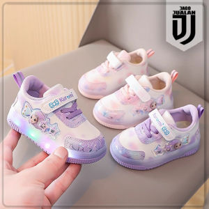 Sepatu Kets Lampu LED FROZEN Anak usia 1 2 3 4 5 6 tahun / Sepatu Sneakers Tali Perekat Anak Cewek Motif Princess Elsa / Sepatu MENYALA Anak Balita Perempuan Cute Trendy / Sepatu Baby Casual Wanita Karakter Lucu / Sepatu Running Anak Fashion Sol Menyala