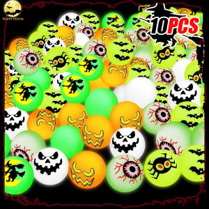 10PCS Halloween Theme Luminous Jumping Balls Bouncy Funny Colorful Plastic Ball Toys Outdoor Games Anti Stress Elastic Toy