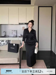 High Waist Midi Straight Leg Half Body Skirt for plus Size Women Black Slimming One Step Skirt Commute Korean Style Fitting