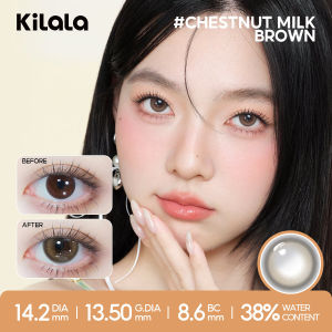 Kilala Kính áp tròng màu nâu 6 tháng Chestnut Milk Brown/White Peach Brown DIA 14.2mm Lens nâu tự nhiên Kính áp tròng nâu có độ  (0-8) 1 cặp