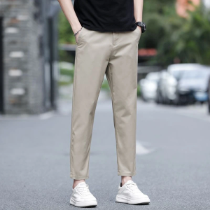 Quần Ống Đứng Màu Trơn Cạp Vừa Dáng Rộng Thời Trang Xuân Hè Quần Dài Thường Ngày Cho Nam Quần Ống Đứng Nine-Ten