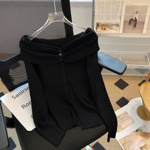 Áo Len Dệt Kim Cổ Tròn Tay Dài Kẻ Sọc Phong Cách Hàn Quốc Cho Nữ Mùa Thu 2023 Áo Khoác Ngoài Thường Ngày Ôm Vừa Vặn