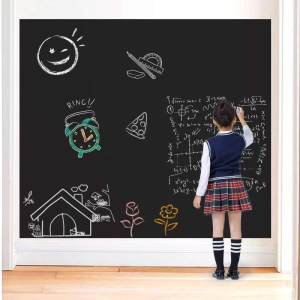 fashion Self adhesive Give dust-free chalk Wallpaper 2meters ×45cm Color : Green White black Thicken rewritable blackboard