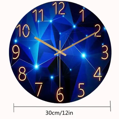 12 Inch Màu Xanh Đậm Yếu Tố Hình Học Đồng Hồ Treo Tường Dày Kính Cường Lực Thạch Anh Im Lặng Phong Trào Phòng Khách Hiện Đại Trang Trí Nhà Quà Tặng